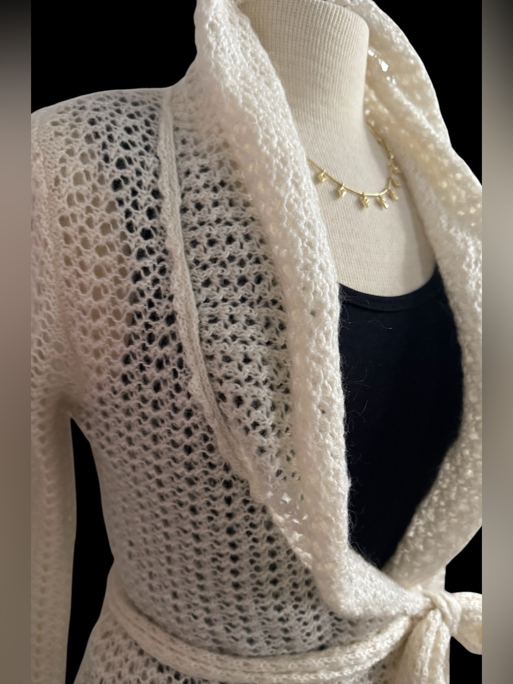 Banana Republic Ivory Crocheted Mohair Cardigan Small - Picture 3 of 5